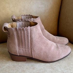 Jack Rogers Liddy Suede Ankle Booties Stone 9.5 Classic Preppy Casual Winter